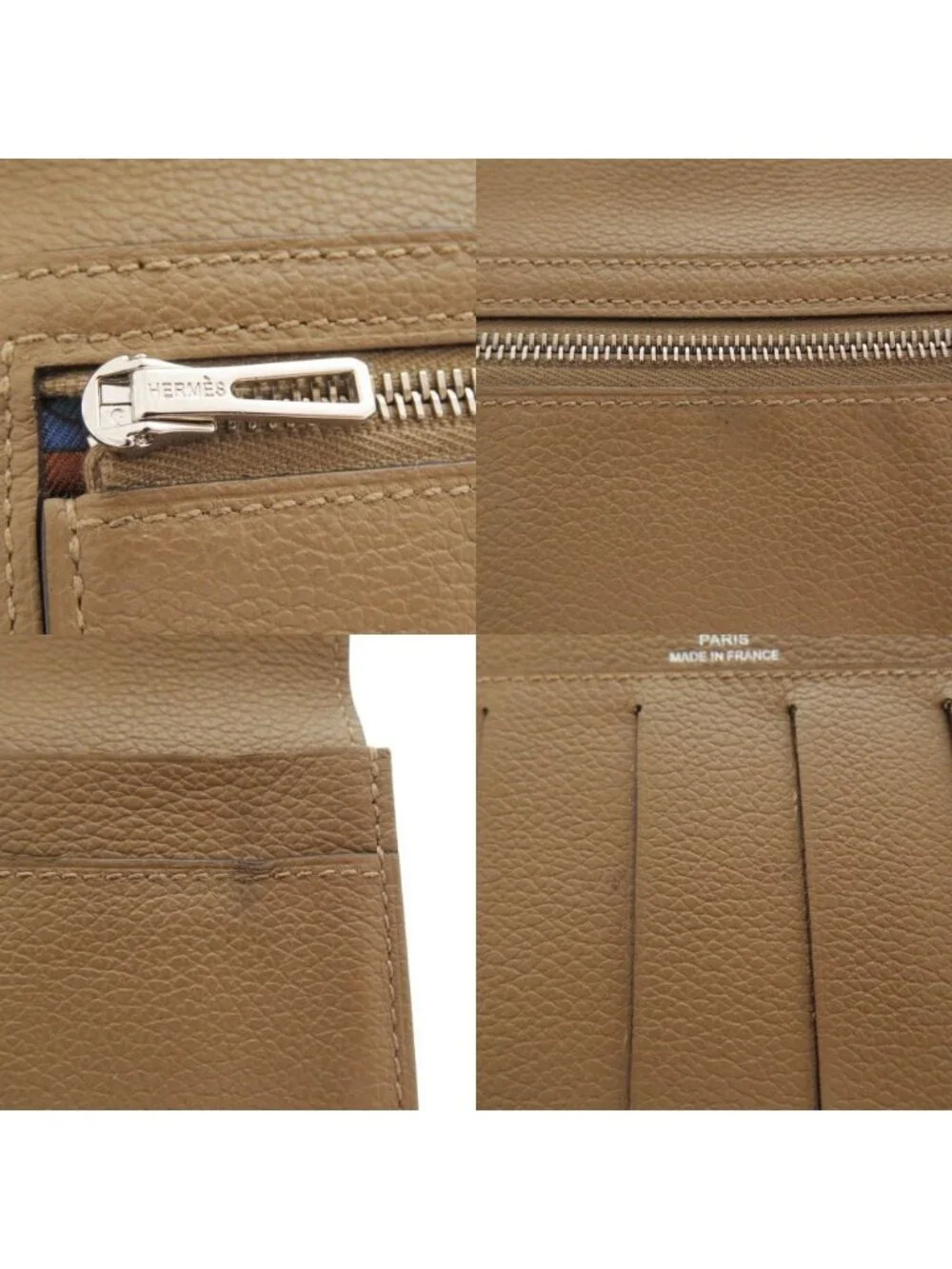 Hermes Citizen Twill Ever Color Brown Silver Wallet